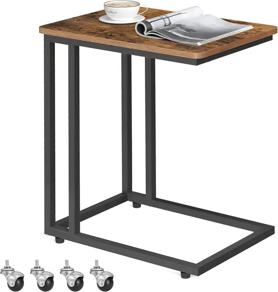 VASAGLE Beistelltisch, Sofatisch mit Rollen, C-F
